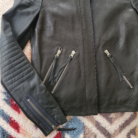 Rebecca Taylor Python Lambskin Biker Jacket - Picture 2 of 6